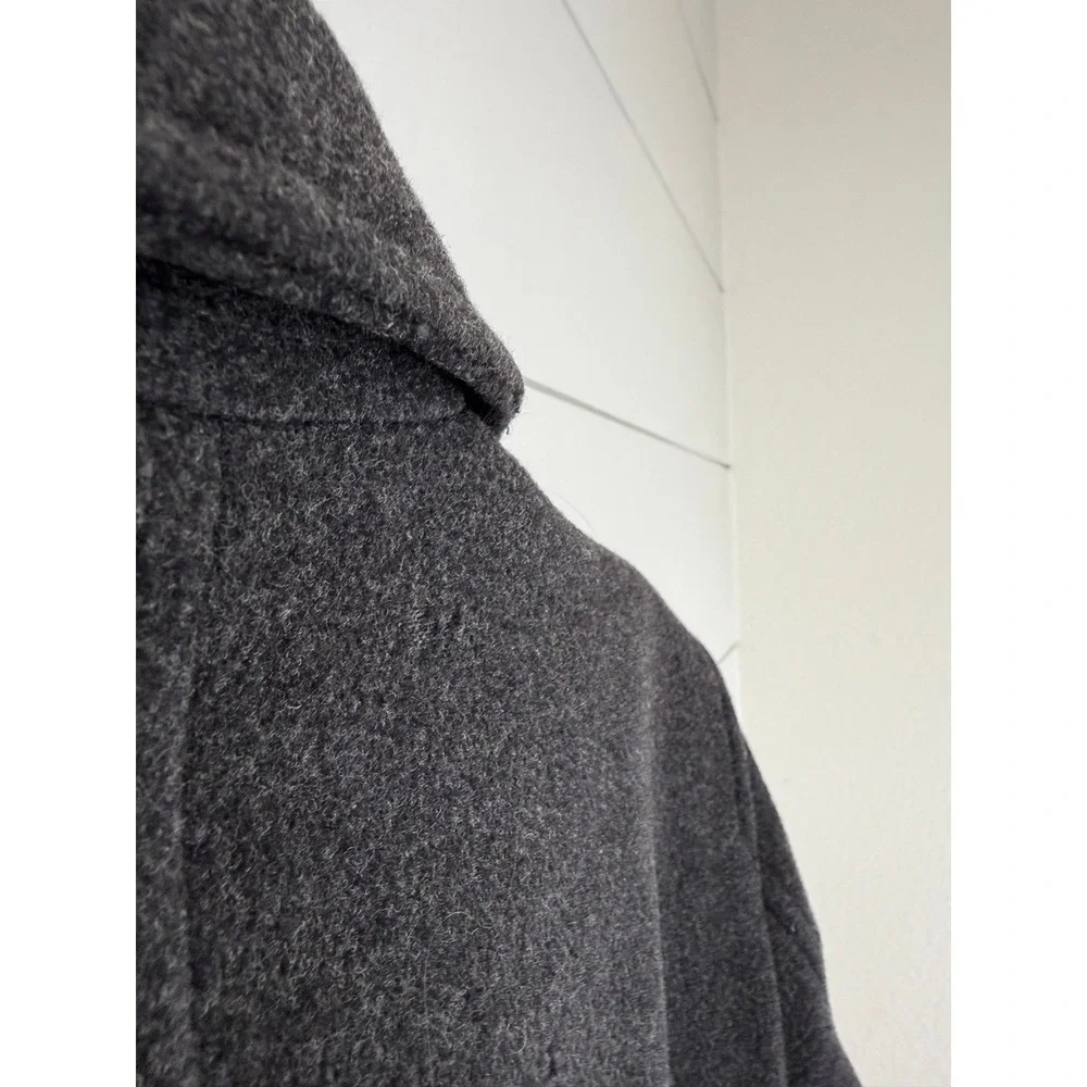 VINTAGE Banana Republic Italian Wool Cashmere Coat Men L Charcoal Car MINIMALIST